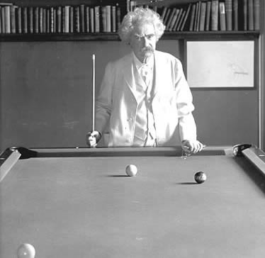 Twain at billiard table