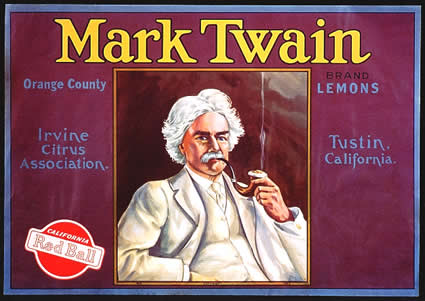 Mark Twain fruit crate label